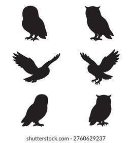 Set of owl silhouette designs