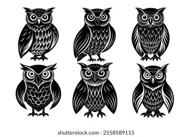 Set of owl silhouette illustration