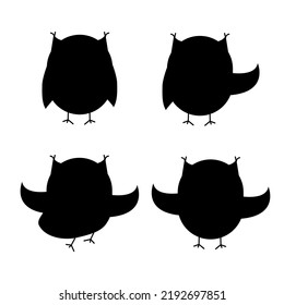 Set of owl silhouette. Vector illustration.