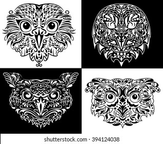 Set of owls. 