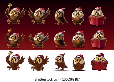 set of owls for christmas