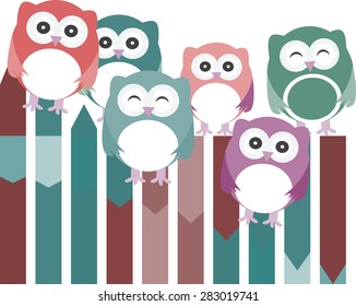 set of owls with different expressions vector