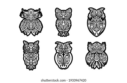 Set of owls print. Good for t-shirts, cups, phone cases and more. Vector illustration.
