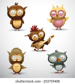 Set of Owls, vector