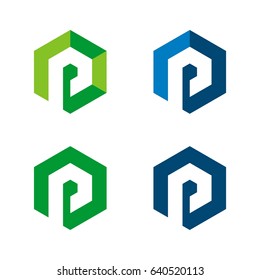 set P Letter in Hexagon Shape Logo Illustration Design. Vector EPS 10.