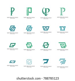 Set of P Logo Vector. P, I, E, S, N, Q, O, R, C, B, L, F, U, V Logo Vector