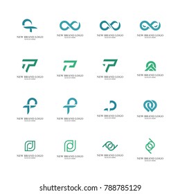 Set of P Logo Vector. P, I, E, S, N, Q, O, R, C, B, L, F, U, V Logo Vector