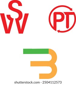 set of P T W B letter logo design 