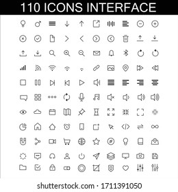 Set Pack of 110 user interface icons described for mobile and web devices