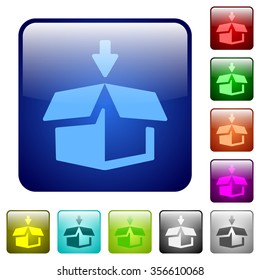 Set of pack color glass rounded square buttons