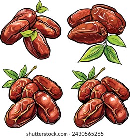 conjunto de fechas de paquete musulmán islámico ramadán fruta árabe ilustración vectorial