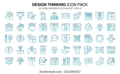 A set pack Design Thinking of (gradient outline) style.
The collection includes of business developments,programing , web design,app design and more.