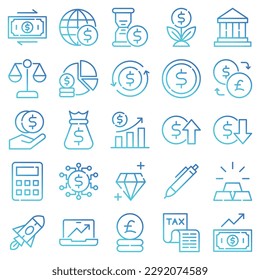 Una economía de conjunto de estilo (contorno de degradado).
La colección incluye novedades de negocios, programación, diseño web, diseño de aplicaciones y más.
