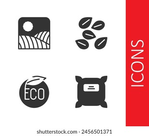 Set Pack full of seeds, Agriculture wheat field farm, Eco healthy food and Seeds specific plant icon. Vector