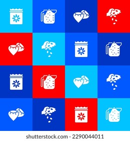 Set Pack full of seeds of plant, Measuring cup, Seed and  icon. Vector