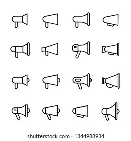 set pack megaphone line outline new icon designs logo vector illustration template