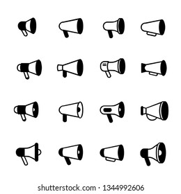 set pack megaphone line outline new icon with black filled color designs logo vector illustration template