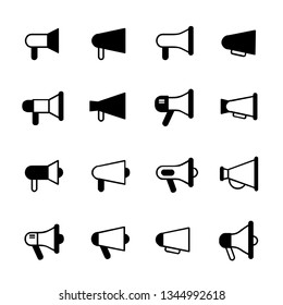 set pack megaphone line outline new icon with black filled color designs logo vector illustration template