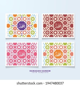 Set Pack Pack von Ramadan Kareem Islamic Grußdesign Card mit buntem arabischem Classic-Muster - Vektorstock
