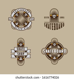 SET PACK SKATEBOARD EMBLEM LOGO DESIGN INSPIRATION.