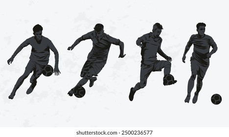 set pack of soccer athlete silhouettes. Soccer player illustration design for national soccer sports day celebration element. Football tournament. design template for sports match event