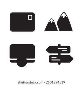 Set pack travel icons silhouettes