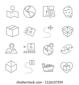 Set of Package Delivery Related Vector Line Icons. Editable Stroke. EPS 10