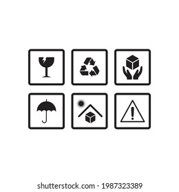 a set of package icon , a set of fragile icon