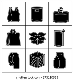 Set of package icons isolated on white. Vector illustration