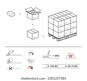 Set of package icons. Vector elements for infographics. Set of sign for detailed guideline. Ready for your design. EPS10.