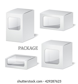 set of package isolated box on the white background. mock up, template. stock vector