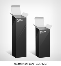 Set package long black box design, vector illustration