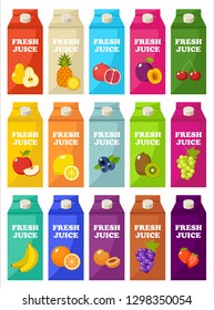 Set of packages of fruit juice. Vector illustration