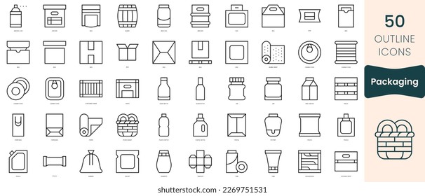 Set of packaging icons. Thin linear style icons Pack. Vector Illustration