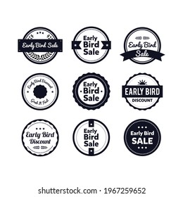 Set Of Packaging Label With Early Bird Sale Slogan