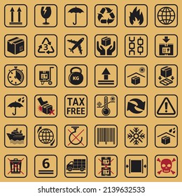 Set of packaging signs and symbols
