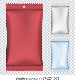 Set of packaging for snacks. Template for your design. Vector illustration