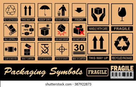 Set Of Packaging Symbol on flat style