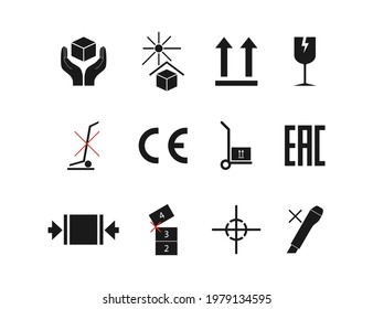 Set of packaging symbol. Vector illustration. flat design.