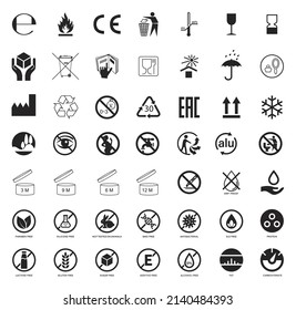 Set of Packaging Symbols. Handbook general symbols.