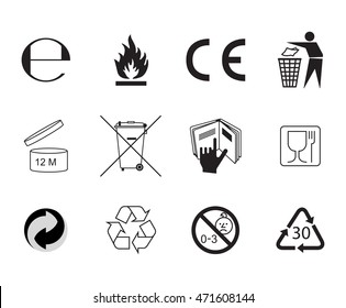 Set of Packaging Symbols. Handbook general symbols.