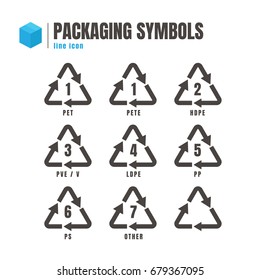 Set Of Packaging Symbols icon. logo. symbol. on white background