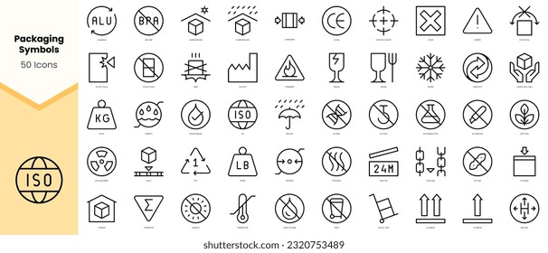 Set of packaging symbols Icons. Simple line art style icons pack. Vector illustration