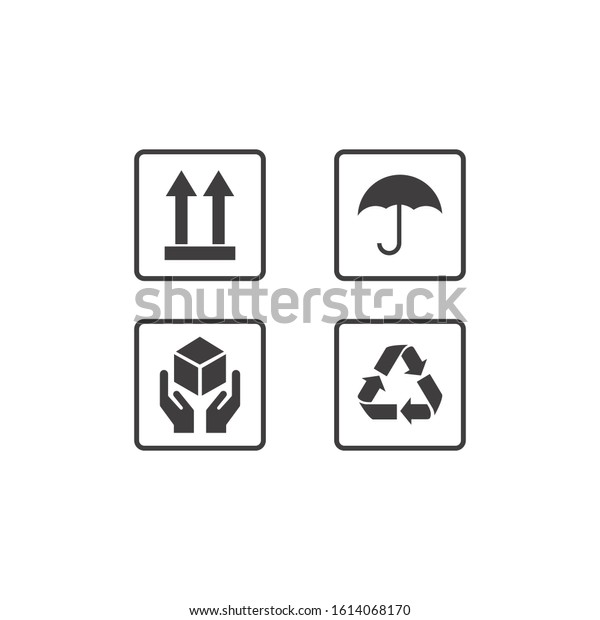 Set Of\
Packaging Symbols including fragile protected from moisture and\
other signs. Can be used on the\
packaging.