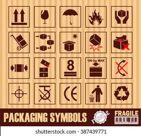 Set Of Packaging Symbols on flat style