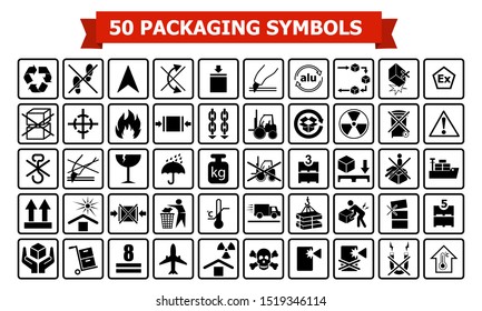 Set Of Packaging Symbols on a white background