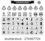 Set Of Packaging Symbols (this side up, handle with care, fragile, keep dry, keep away from direct sunlight, do not drop, do not litter, use only the trolley, use fifo system, max carton, recyclable).