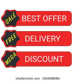 set etiquetas de empaque pegatinas banners de venta con descuentos, publicidad y marketing, mejor oferta, envío gratuito, mega descuento