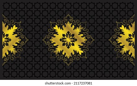 Set of packaging templates with design element ornament. made with golden luxury flower on ornament background