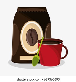 set packaking of coffee and porcelain mug